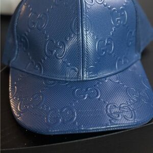 Gucci Navy Embossed Logo Cap